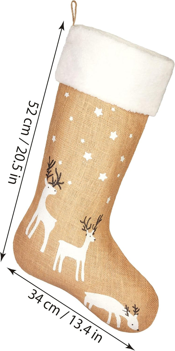 BRUBAKER 2er Set Weihnachtsstrumpf zum Befüllen und Aufhängen - 52 cm gross - Nikolausstrumpf für We