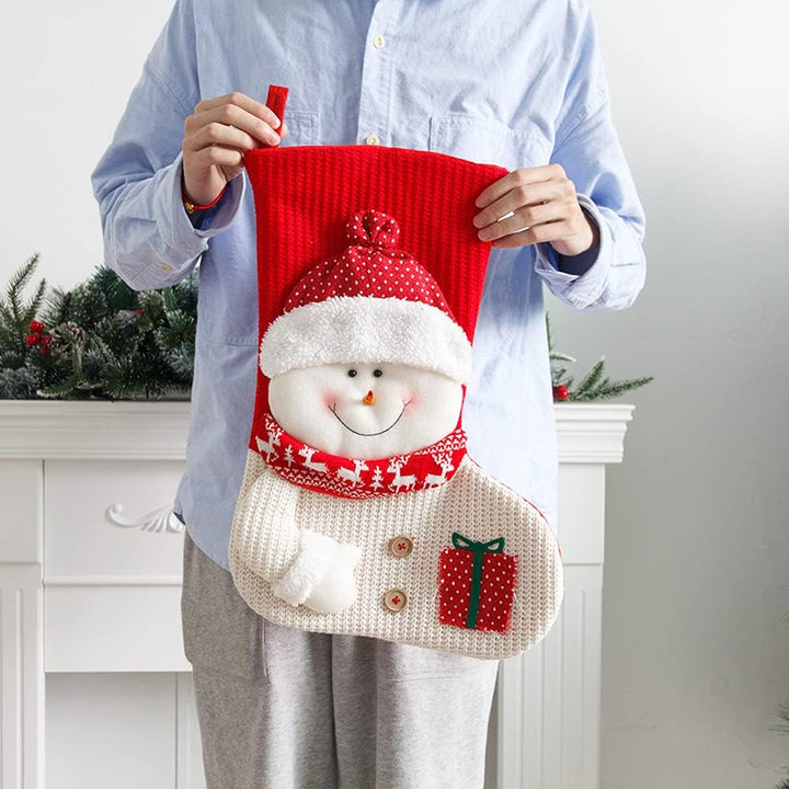 YULOONG Grosse Weihnachtsstrümpfe Weihnachtsmann Schneemann Hirsch Set Weihnachtsgeschenktüten Weihn