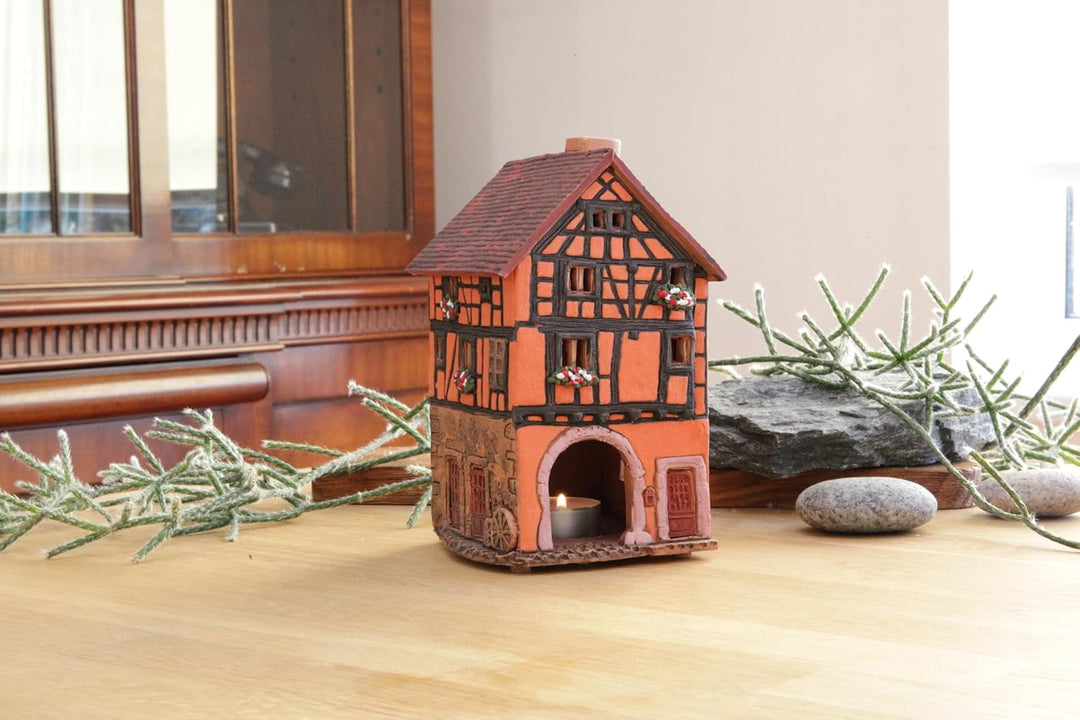 Midene Keramik Aroma Lichthaus, Handarbeit, Künstlerisches Miniatur, Historisches Altes Haus in Riqu