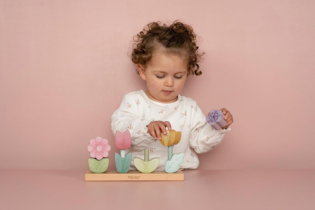 Little Dutch 7330 FSC Holz Stapelspiel Steckspiel Blumen - Fairy Garden