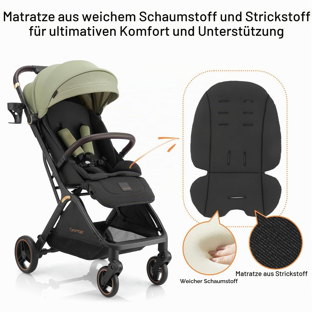 Gromast Gravity faltbarer Baby-Kinderwagen, Tragbarer Reise-Kleinkindbuggy Mit Verstellbarer Rückenl