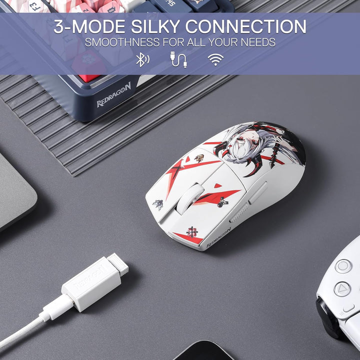 Redragon M916AK-PRO 3-Modus Kabellose Gaming-Maus, 49G ultraleichte 26K DPI Maus mit ergonomischem G