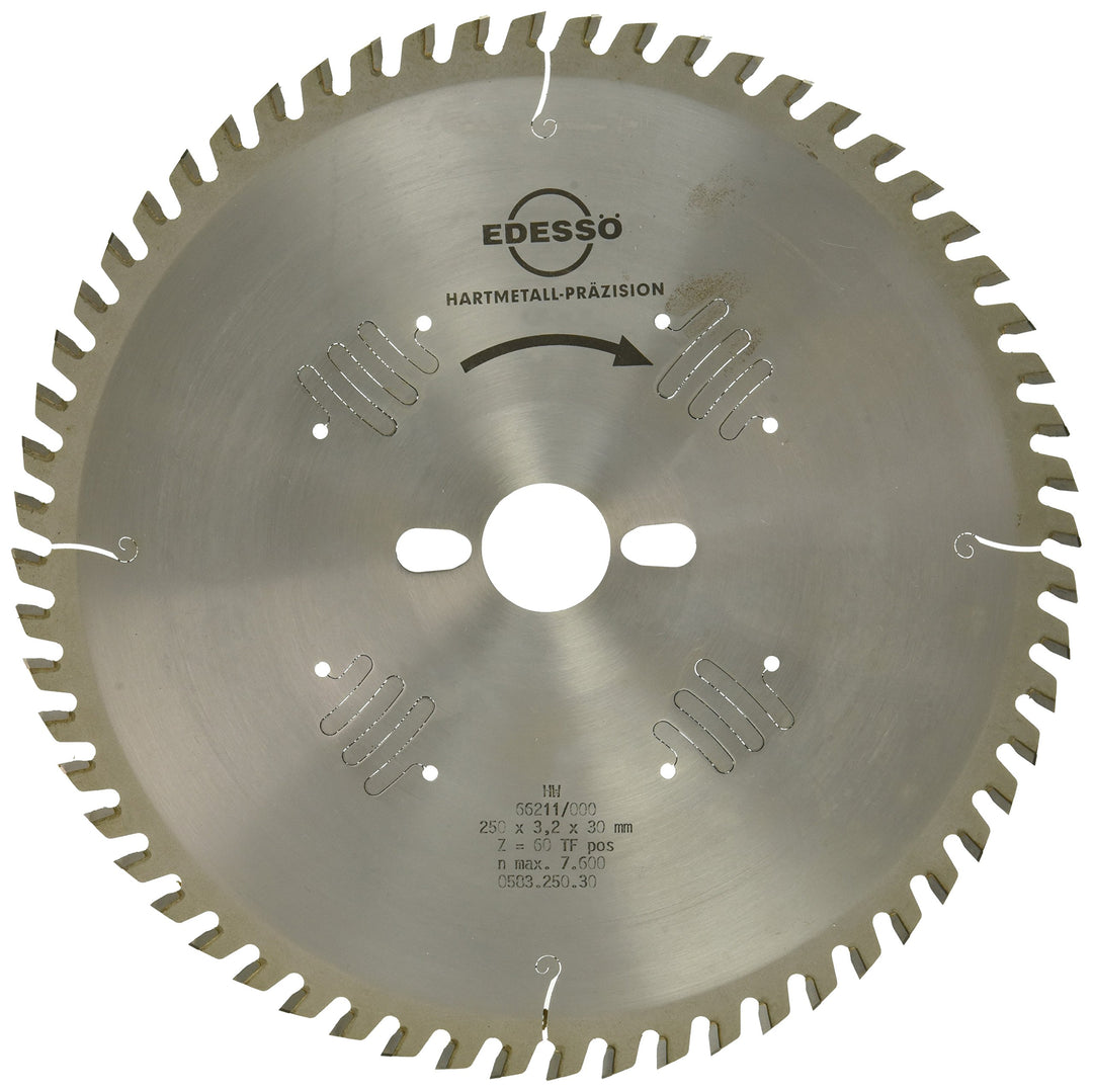Edessö 58325030 HM-Kreissägeblatt Präzision-Silberpfeil 2 KNL HW 250x3,2/2,6x30 Z=60 TF-pos, silber