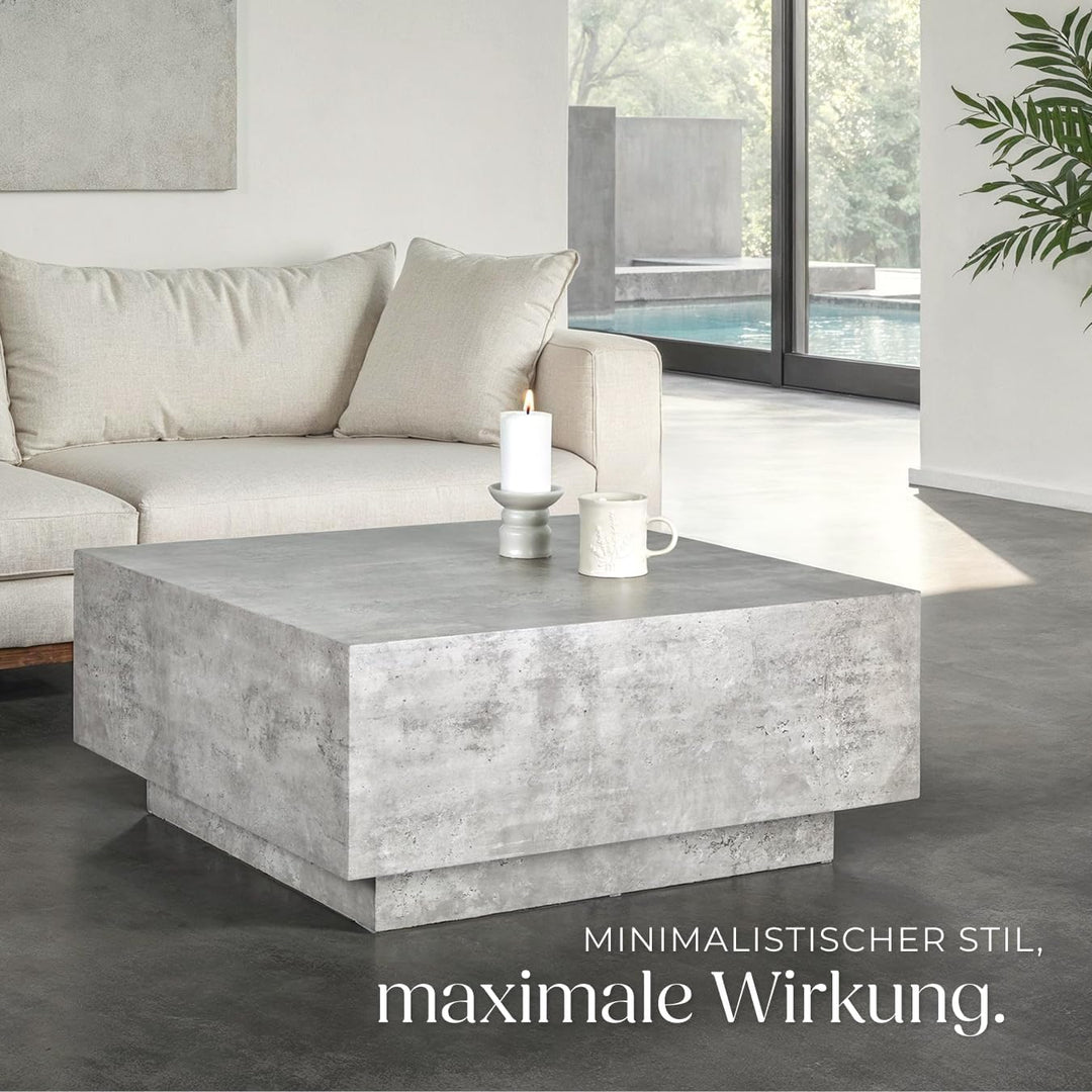 tectake® Couch Tisch, Room Decor in Beton Optik, Tisch Wohnzimmer, moderner Couchtisch, Beistelltisc