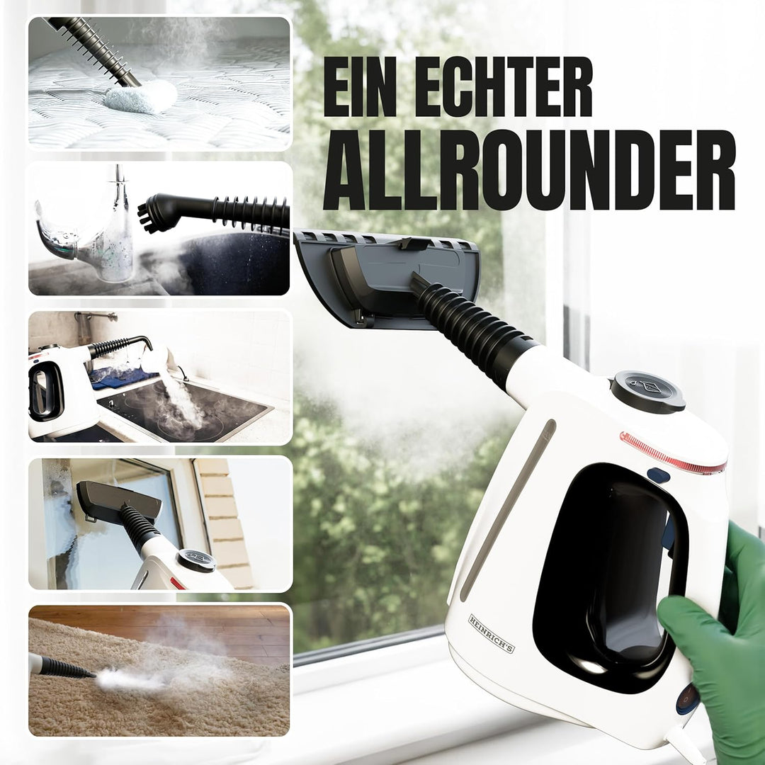 HEINRICHS Dampfreiniger, Handdampfreiniger für zuhause, Steam Cleaner, kurze Aufheizzeit 30 Sek., 55