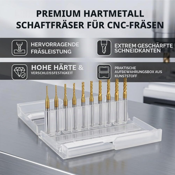 10 pcs Schaftfräser Titan Beschichtete Fräserset Hartmetall CNC Fräser Gravur Bits Carving Drill Wer