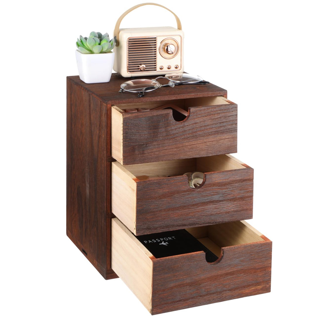 STOBAZA Holzschubladenbox Braun Mehrschichtige Holz-aufbewahrungsbox Mit Sortierbox Für Diverse Arti