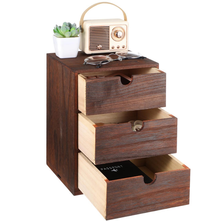 STOBAZA Holzschubladenbox Braun Mehrschichtige Holz-aufbewahrungsbox Mit Sortierbox Für Diverse Arti