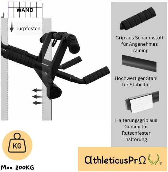 Klimmzugstange Türrahmen, Calisthenics Pull Up Bar mit vielfältigen Griffmöglichkeiten, Mit gutem De