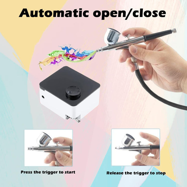 ABEST Airbrush Kit mit 33PSI einstellbarem Luftkompressor, Dual-Action Airbrush mit 0.2/0.3/0.5mm Dü