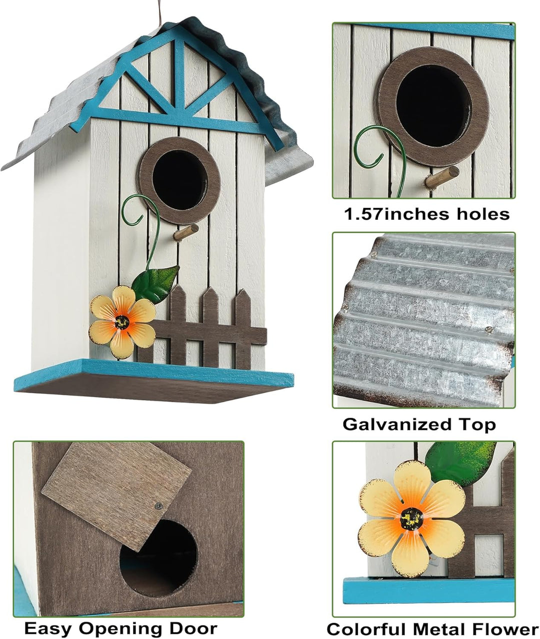 Optyuwah Vogelhaus Holz Nistkasten, Vogelvilla für Wildvögel Meisen, zum Aufhängen Indoor als Dekora