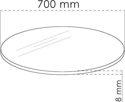 iomangio® Glasplatte Rund Ø 70cm Durchmesser Schwarz - Glasscheibe aus gehärtetem ESG Glas 8mm Dick