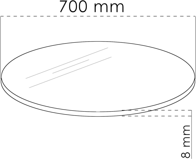 iomangio® Glasplatte Rund Ø 70cm Durchmesser Schwarz - Glasscheibe aus gehärtetem ESG Glas 8mm Dick