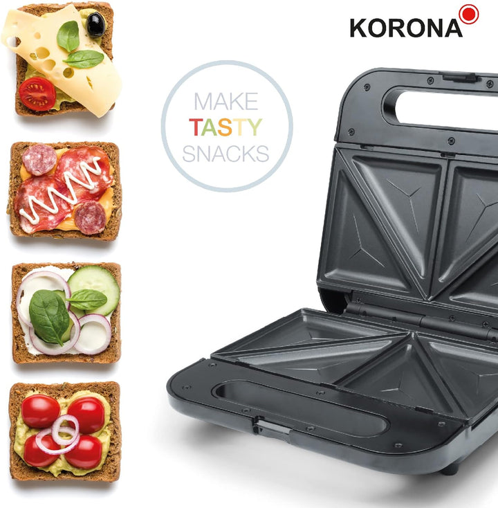 Korona 47019 XXL-Sandwichmaker | 750 Watt | Antihaftbeschichtung | Platzsparende Lagerung | Geeignet