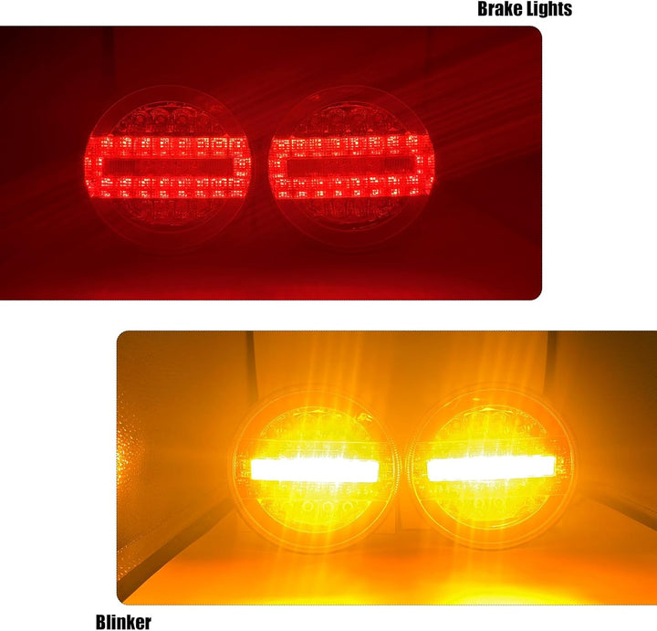 AOJO 2 x Rund LED Rücklicht Set für Anhänger, 12V 24V Universelles Hamburger Rücklichter Wasserdicht