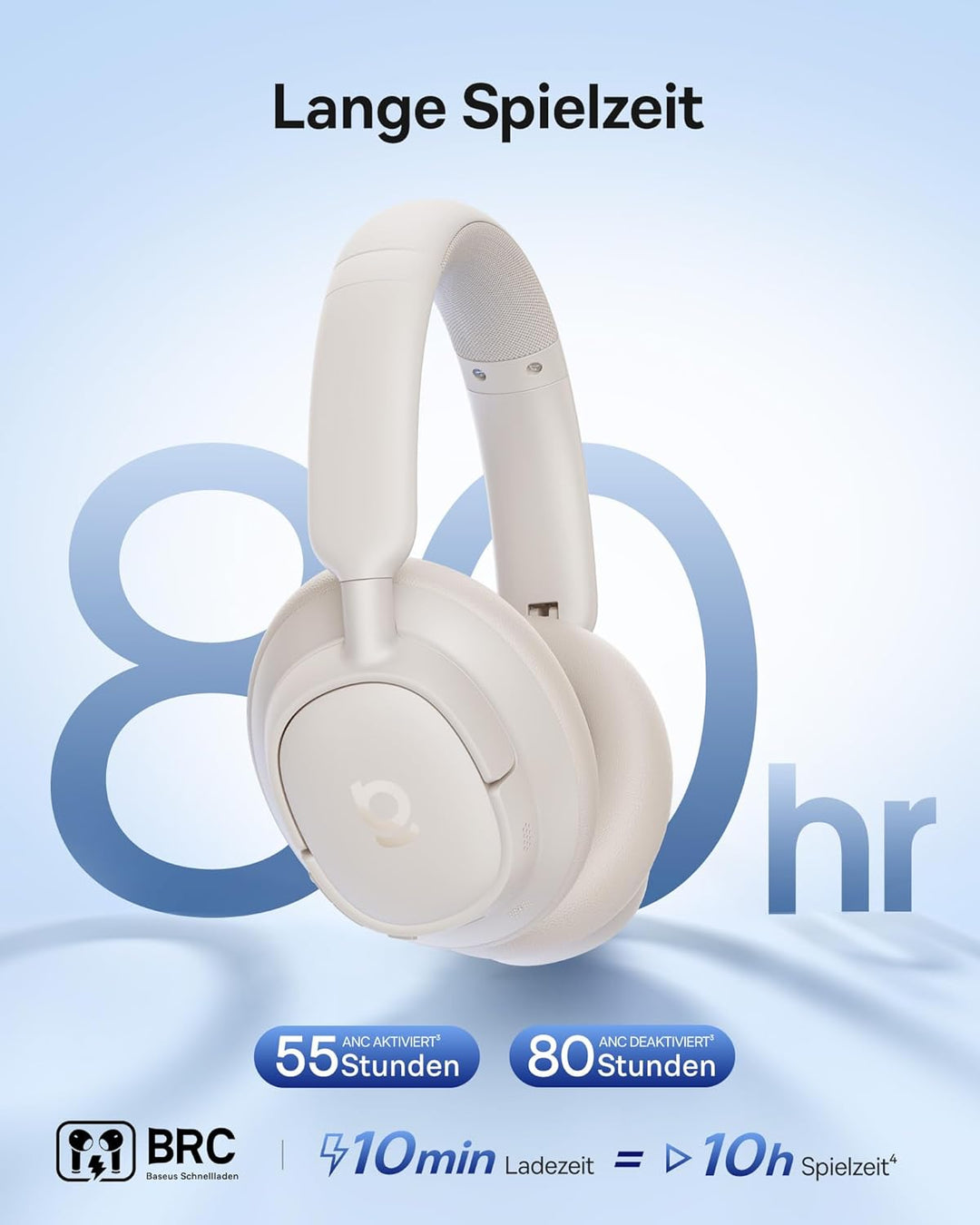 Baseus EH10 NC Bluetooth Kopfhörer mit -45dB Hybrid Active Geräuschisolierung, Over-Ear Kopfhörer mi