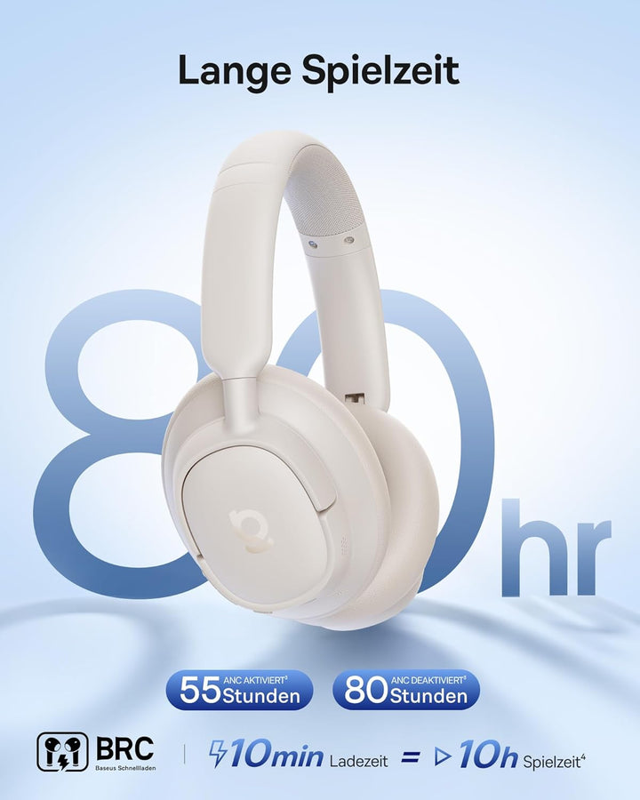 Baseus EH10 NC Bluetooth Kopfhörer mit -45dB Hybrid Active Geräuschisolierung, Over-Ear Kopfhörer mi