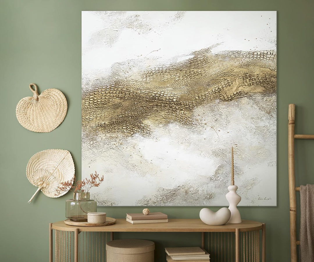 YS-Art Luxus Abstrakt Acryl Gemälde auf Leinwand April handgemalt Wandbilder Wohnzimmer modern Wohnd