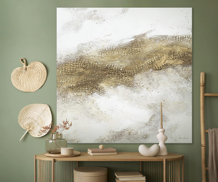 YS-Art Luxus Abstrakt Acryl Gemälde auf Leinwand April handgemalt Wandbilder Wohnzimmer modern Wohnd