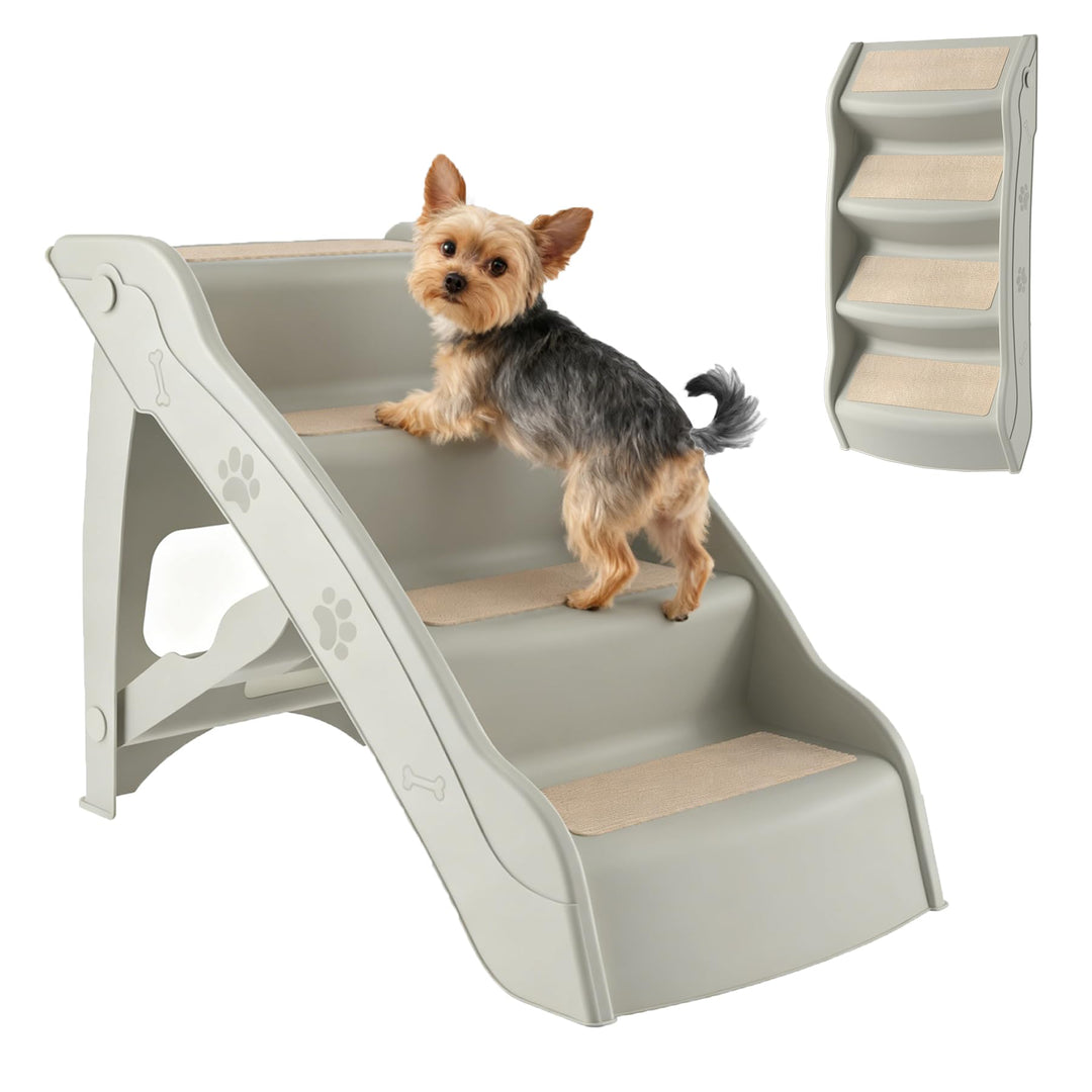 Froadp 49x38x61cm Klappbare Treppen für Hunde aus Kunststoff Faltbare Hundetreppe mit 4 Stufen & Fil