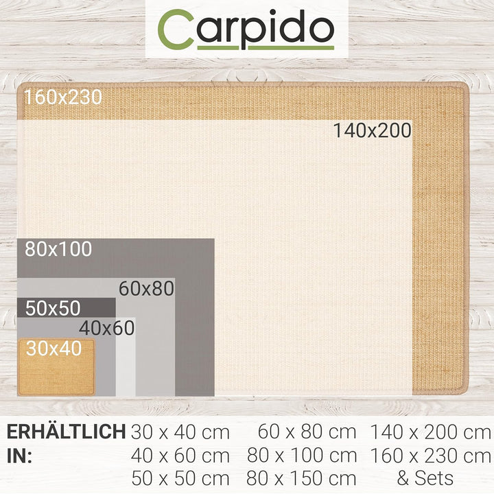 Carpido Kratzmatte für Katzen - Fussmatte Sisal Kratzteppich - natürliche Sisalmatte robust - Vorleg