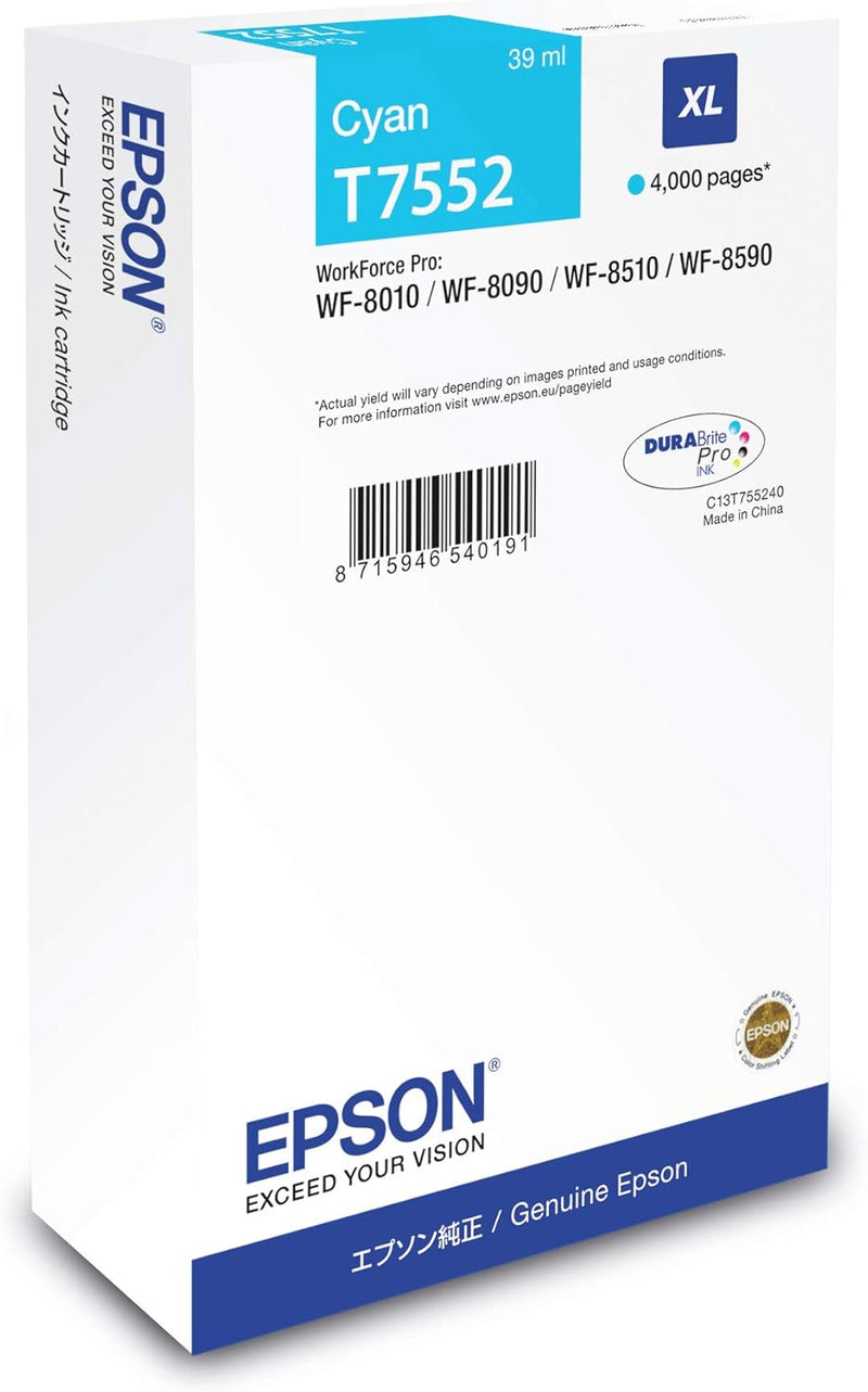 Epson 235H246 WF-8xxx Series Ink Cartridge XL Cyan T755240