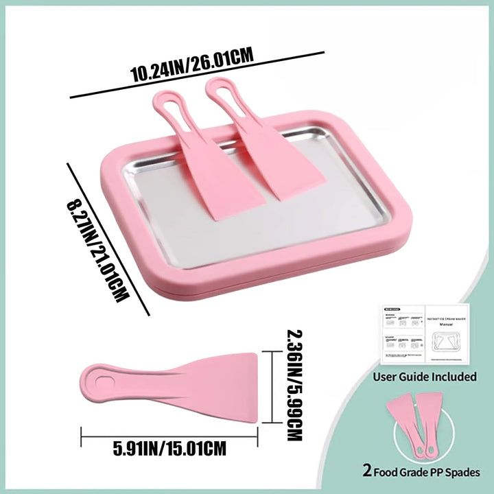 Eiscreme-Rollmaschine mit 2 Schabern, 26 x 21 cm, gefrierbar, für sofortige DIY-Eiscreme, Rollen, fü