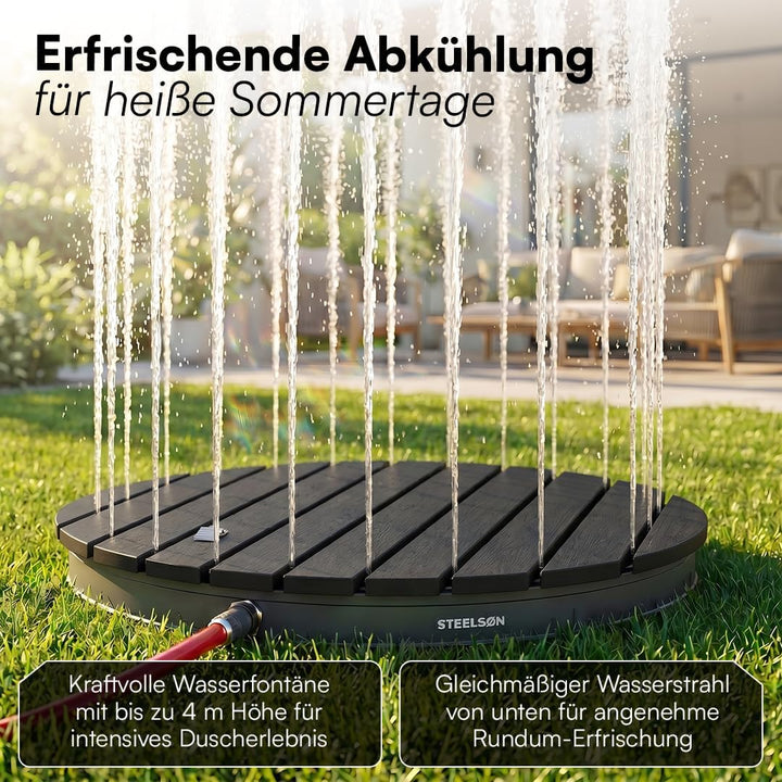 STEELSØN Samaya Bodendusche rund – Aussendusche Anthrazit/Grau – Fontänenhöhe bis zu 4m mit Fussrad