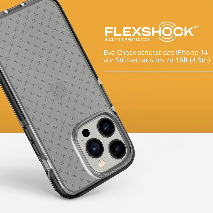 Tech 21 iPhone 14 Pro Evo Check - Stossdämpfende &amp; schlanke Schutzhülle mit 15 Fuss FlexShock Multi-