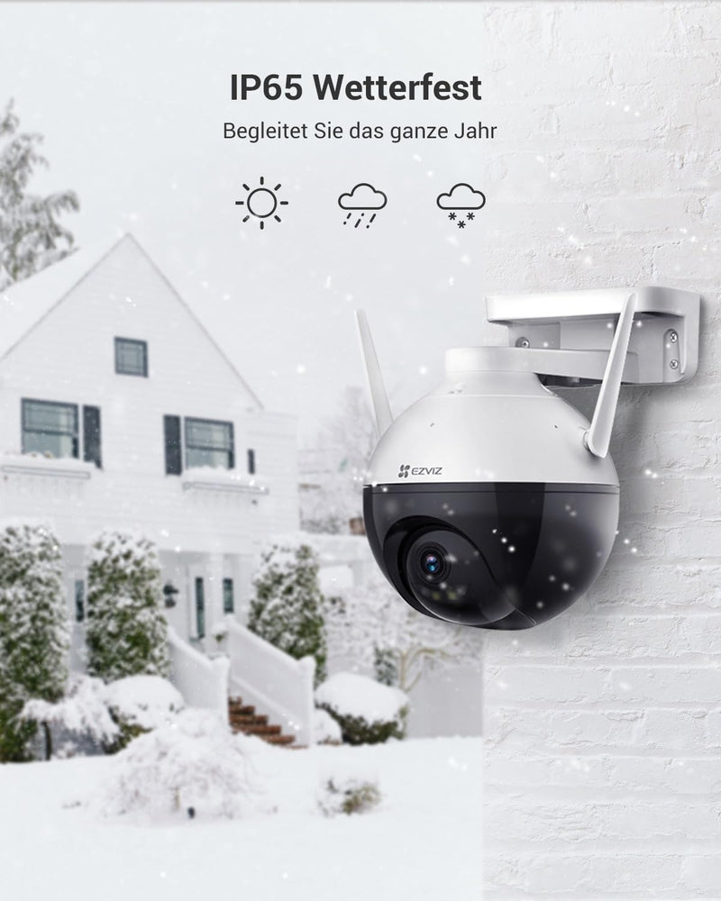 EZVIZ Überwachungskamera, 1080p WLAN IP PT Kamera mit KI-Personenerkennung, 30 Meter Nachtsicht für