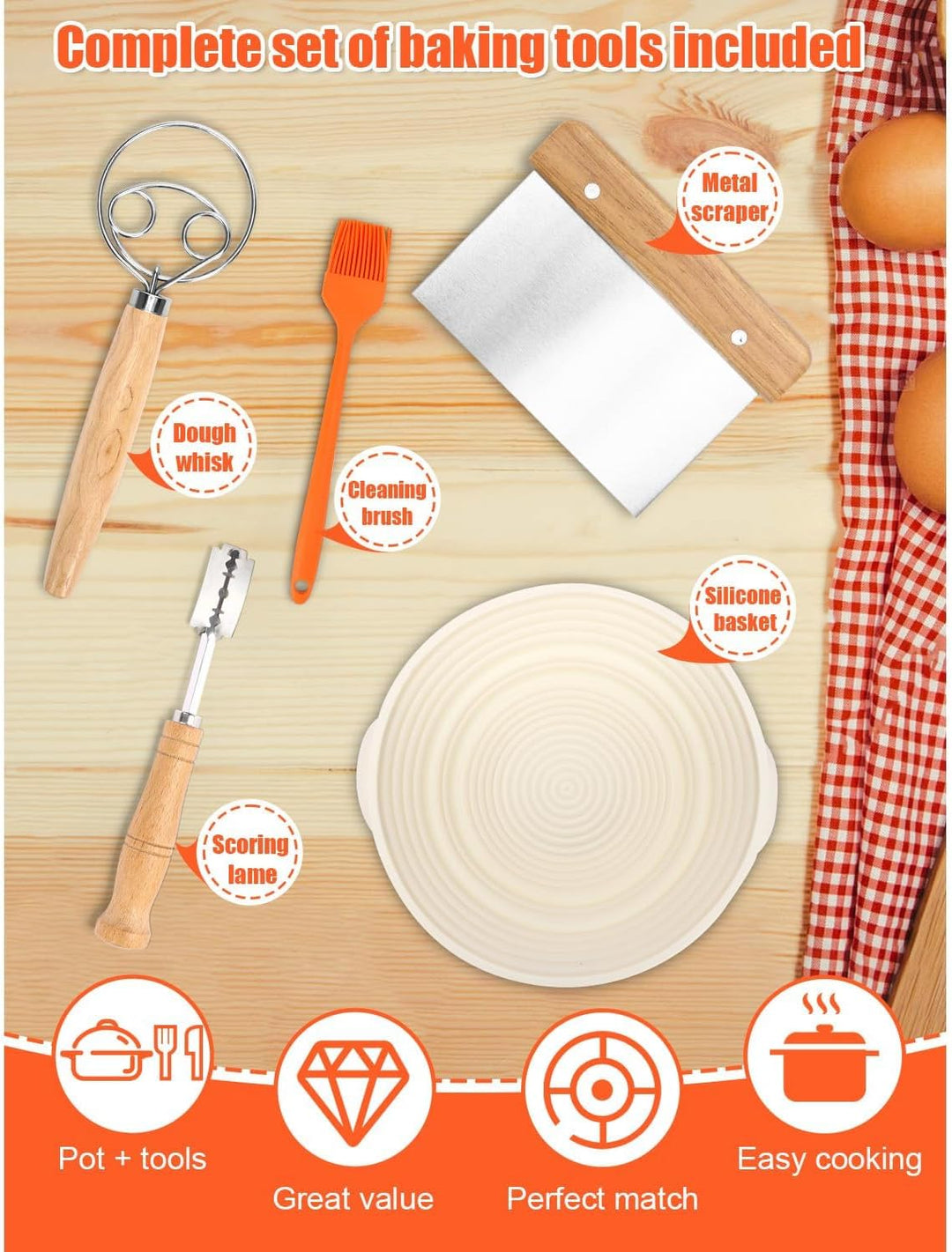 GFTIME Gusseisen Topf Brot Backen, Schmortopf Gusseisen Topf mit Deckel, Dutch Oven Brotbacktopf mit