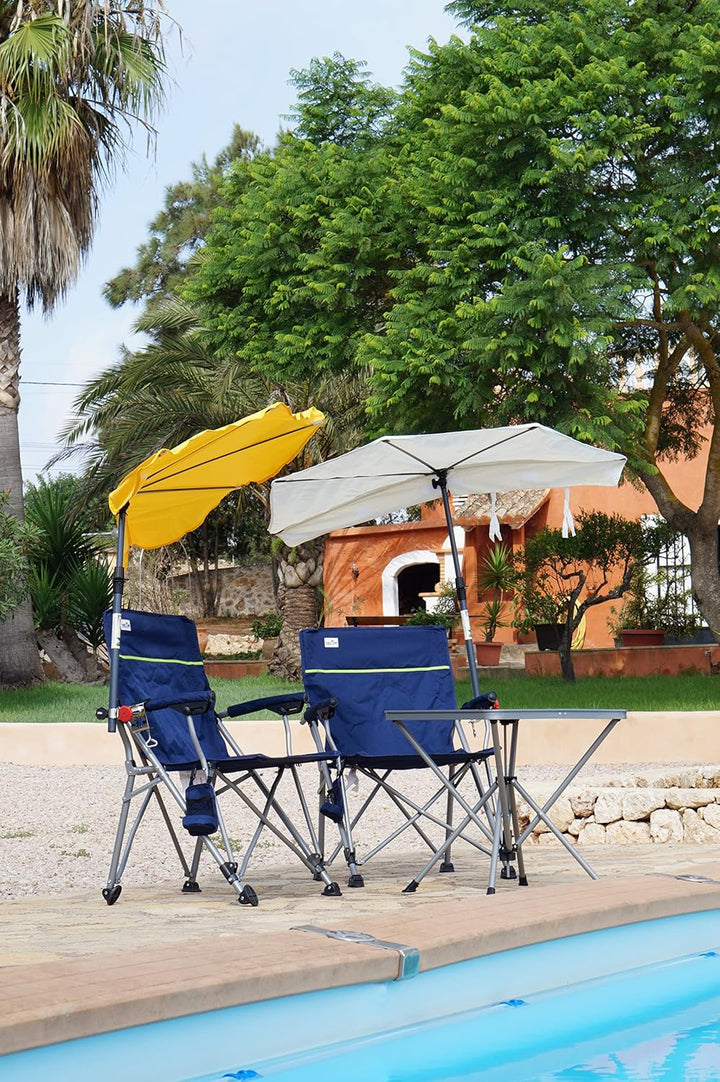 Mit Fächerschirm Natur -Camping Reise -Set Holly' S JUBILÄUMSET - 2 FALTSTÜHLE + 1 KLAPPTISCH + TRAG