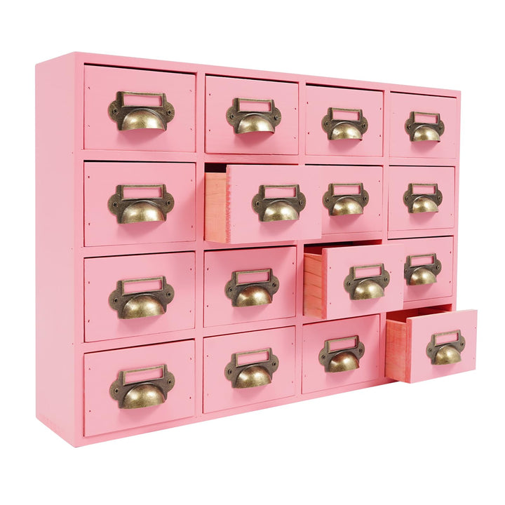 Holz Schubladenbox 4 X 4 Stufige SchubladenOrganizer Vintage Apothekerschrank mit 16 Schubladen Schl