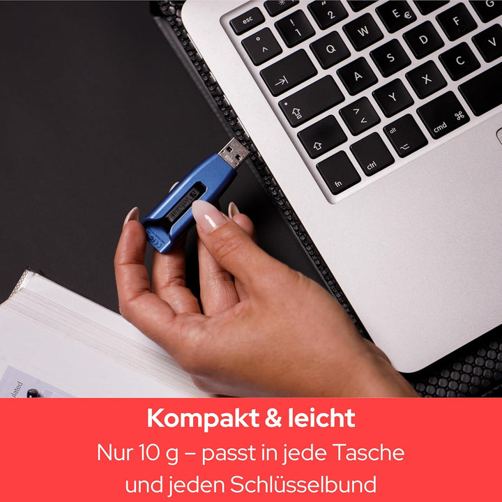 Verbatim Store 'n' Go V3 MAX USB-Stick, USB-3.2 Gen 1, 128GB, Speicherstick mit Schiebemechanismus,