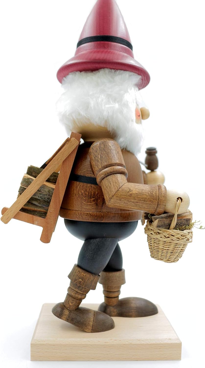 Kuhnert - Original Erzgebirgische Holzkunst Räuchermann Räucherfigur Wichtel 35cm - Holzsammler, Hol
