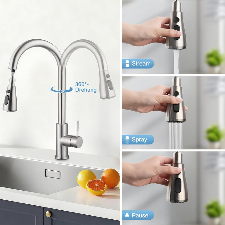 BONADE Wasserhahn Küche, Hochdruck Küchenarmatur mit Herausziehbarer Brause Ausziehbar Armatur, Misc