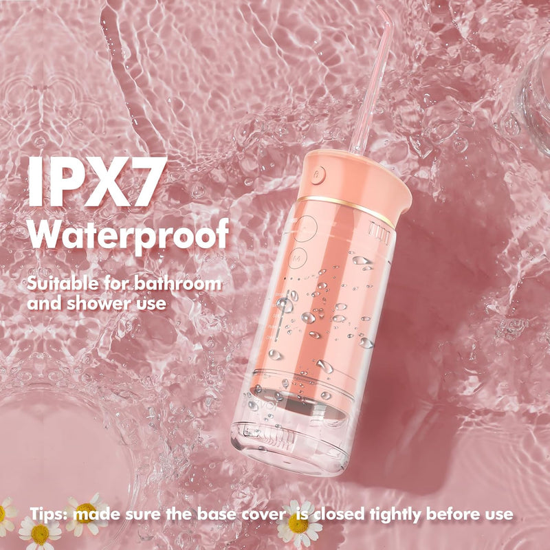 Reise Munddusche Kabellos Zahnreinigung: Oral Irrigator mit 5 Modi, 180ML Wassertank IPX7 Wasserdich