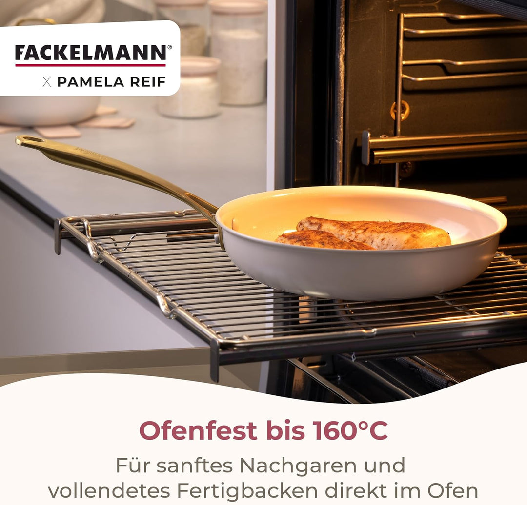 Fackelmann x Pamela Reif Bratpfanne Ø 24 cm – aus recyceltem Aluminium mit PFAS-freier keramischer B