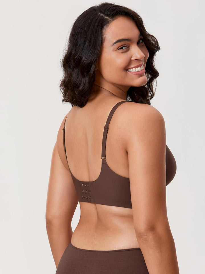 MELIWOO Damen Nahtloser BH ohne Bügel Invisible Gepolstert Entlastungs Bralette 70B Haselnuss, 70B H