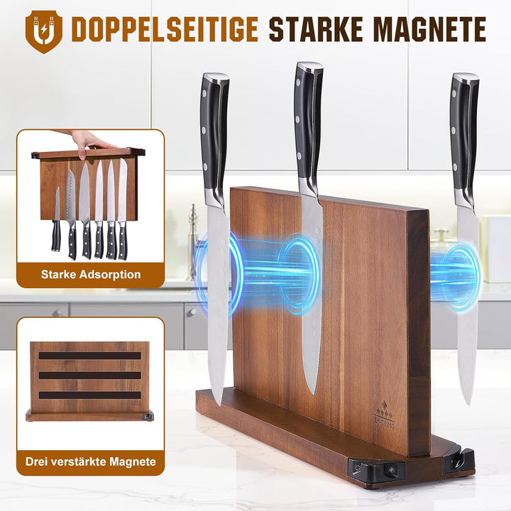 ENOKING Spitzenklasse Plus Messerblock Magnetisch Ohne Messer 38.6 x 23 cm, Doppelseitiger Magnet Me