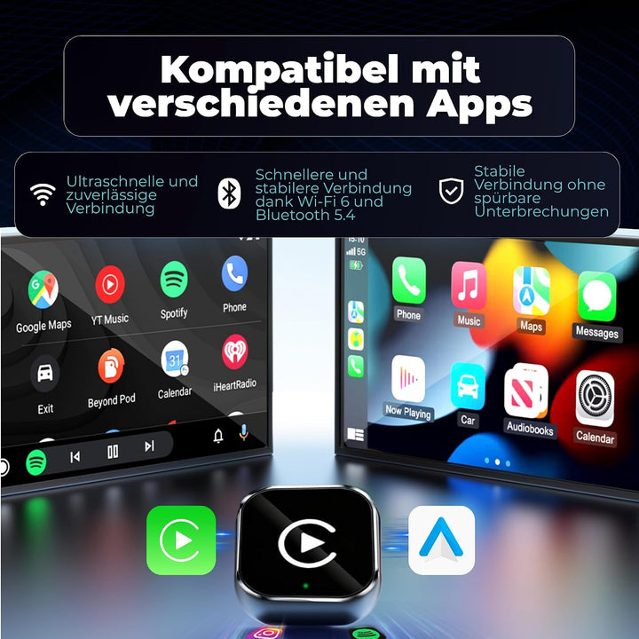 Carplay Wireless Adapter 2-in-1 Mini 2026, Android Auto Wireless Adapter, Plug & Play, schnelle Wied