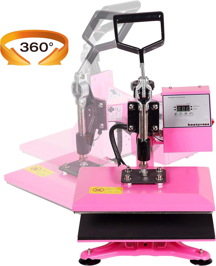 RICOO Transferpresse Heizpresse 30x23 cm Profi Schwenkbar Hitzepresse für T-Shirt Druckpresse Power