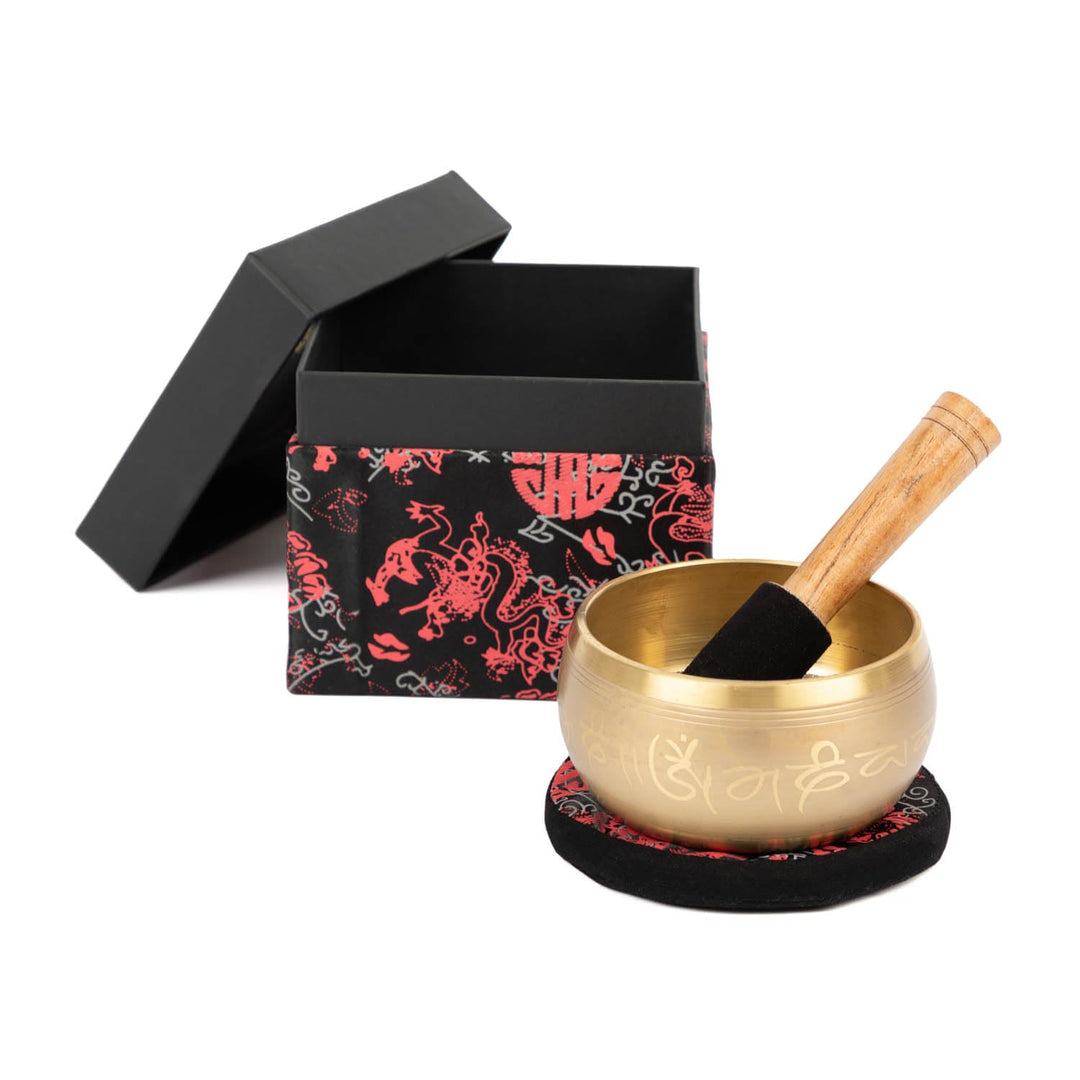 Indische Klangschalen mit BUDDHA-Verzierung und Geschenkbox | Singing Bowl Ø 11cm | Klangtherapie, M