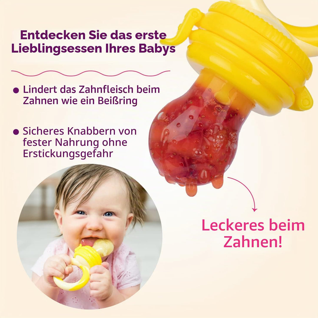 NatureBond Fruchtsauger Baby Obstschnuller für Babys (2 Fruchtsauger + 6 Schnuller) - Schnuller für