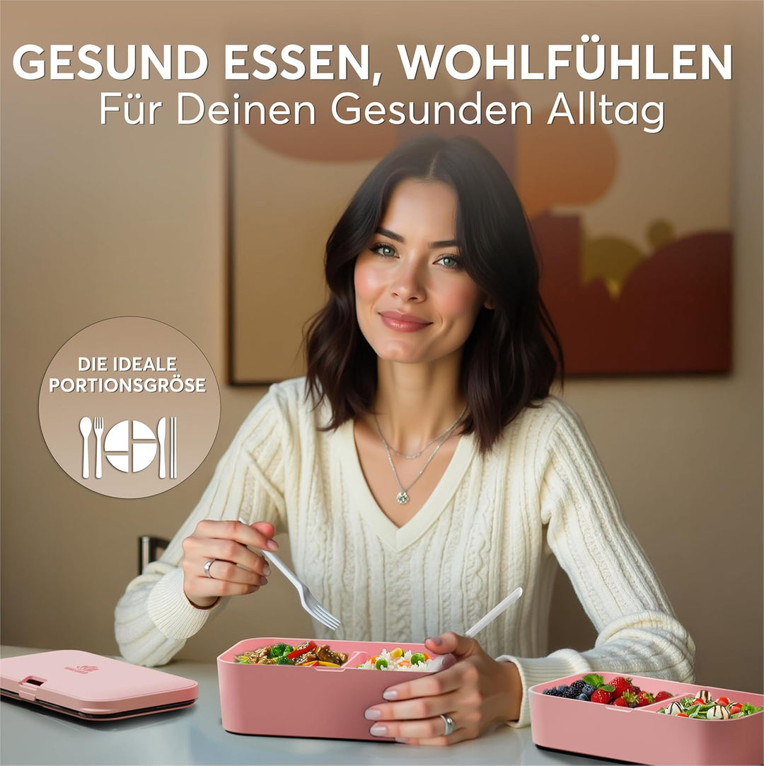 Umami Lunchbox Erwachsene, Verschachtelbar Auslaufsichere Bento Box mit 4 Bestecke & Fächern, Brotdo