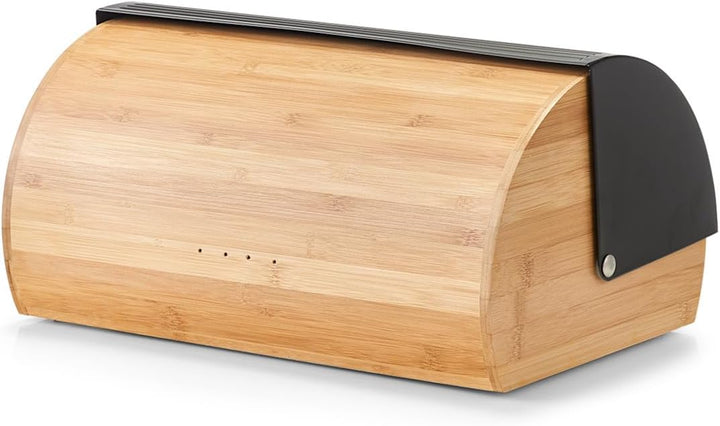 Zeller 25365 Brotkasten, Bamboo/Metall, schwarz, ca. 39 x 27 x 19 cm, Brotaufbewahrung, Trendige Sch