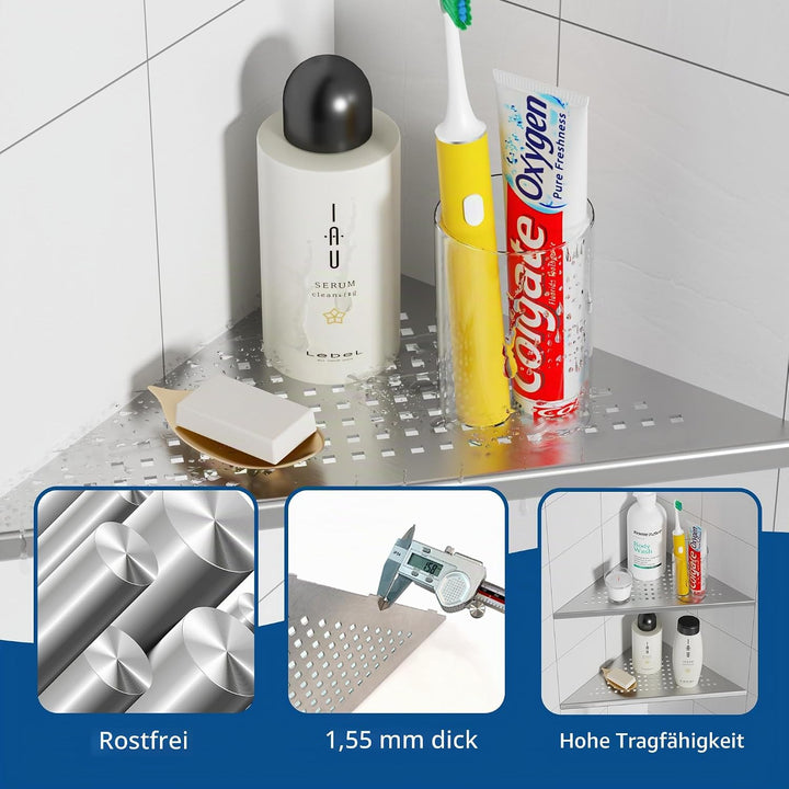 Neodrain Eckablage Duschablage Edelstahl Duschregal Eingebaute Duschkorb für Badezimmer Shampoo Halt