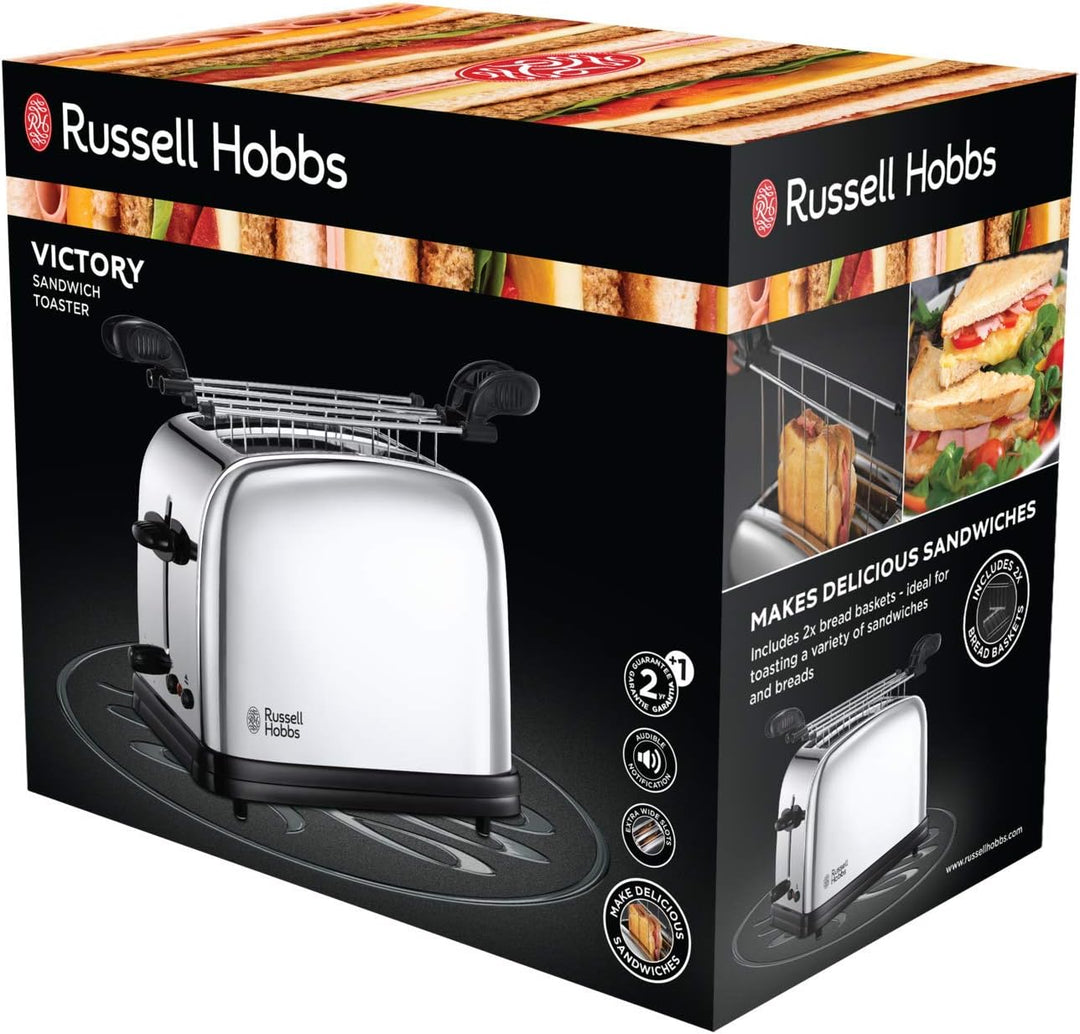Russell Hobbs Toaster Sandwich [für 2 Scheiben inkl. Sandwich-/Panini-Zangen] Victory Edelstahl (ext