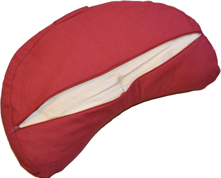 Yoga und Pilates Kissen Halbmond 100% Baumwolle Bezug (42 x 20 x 12 cm) Rot, Rot