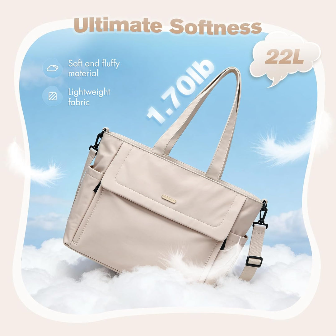 22L Puffer Wickeltasche, Lässige Umhängetasche für Mütter, Geräumige Shopper für Unterwegs, Apricot